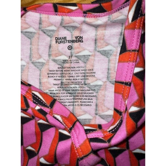 Diane Vaughn Firstenberg DVF Target Girls Pink Geometric Faux Wrap Dress Size 3T - Picture 5 of 7